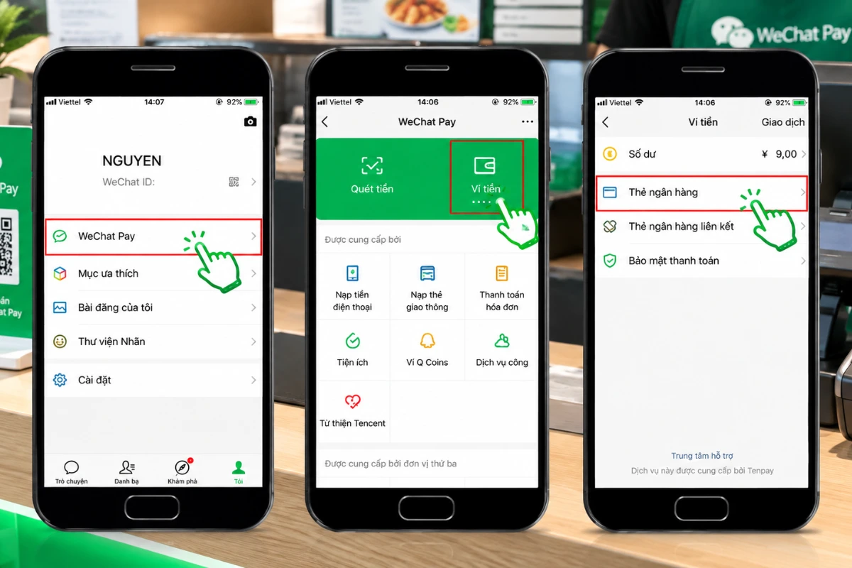 Liên kết thẻ với WeChat Pay 